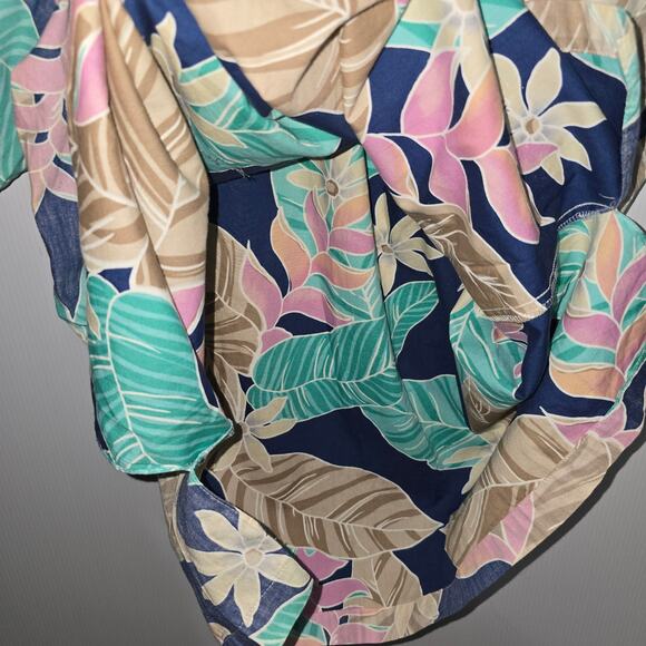 Hilo Hattie Vintage 90's Y2K Half Button Pullover Pastel Floral Men's Cotton XL - Picture 4 of 5